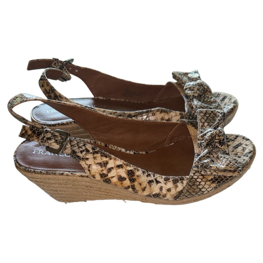 Franco Sarto L Camino Snakekin Wedge Espadrille Sandals Peep Toe‎ Sling Back 9